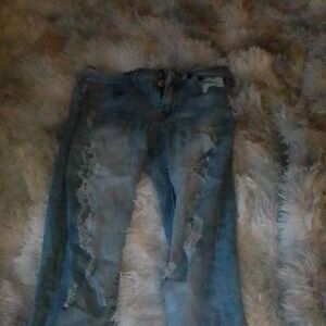 Distressed Blue Jeans